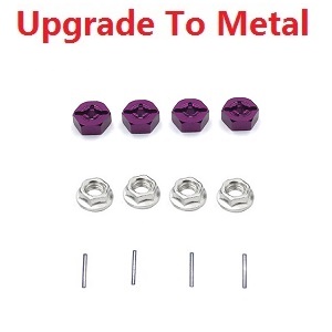 Wltoys 12428 12427 12428-A 12427-A 12428-B 12427-B 12428-C 12427-C RC Car spare parts upgrade to metal hexagon wheel seat + fixed iron bar + M4 flange nuts Purple