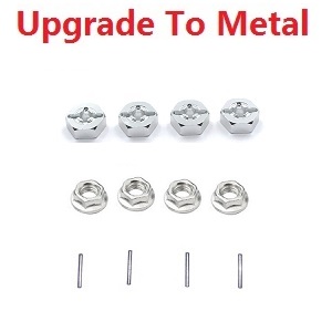 Wltoys 12428 12427 12428-A 12427-A 12428-B 12427-B 12428-C 12427-C RC Car spare parts upgrade to metal hexagon wheel seat + fixed iron bar + M4 flange nuts Silver