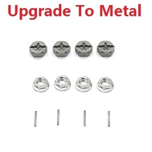 Wltoys 12428 12427 12428-A 12427-A 12428-B 12427-B 12428-C 12427-C RC Car spare parts upgrade to metal hexagon wheel seat + fixed iron bar + M4 flange nuts Titanium color