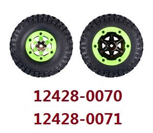 Wltoys 12423 12428 RC Car spare parts tires 2pcs Green (0070 0071) - Click Image to Close