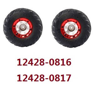 Wltoys 12423 12428 RC Car spare parts tires 2pcs Red (0816 0817) - Click Image to Close