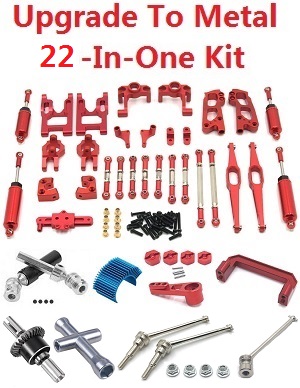 Wltoys 12429 RC Car spare parts upgrade to metal parts group 22-In-One Kit Red