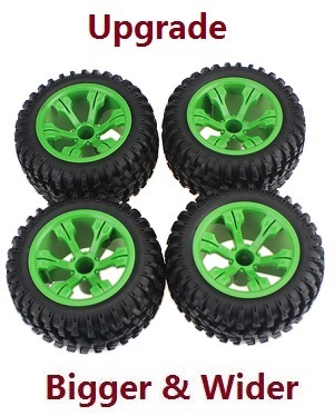 Wltoys 12429 RC Car spare parts upgrade tires 4pcs Green more bigger and wider - Click Image to Close