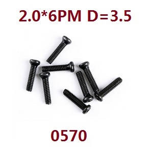 Wltoys 12429 RC Car spare parts screws 2.0*6PM D=3.5 (0570) - Click Image to Close