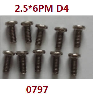 Wltoys 12628 RC Car spare parts screws 2.5*6PM D4 (0797)