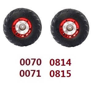 Wltoys 12628 RC Car spare parts tires 2pcs Red (0070 0071 0814 0815) - Click Image to Close