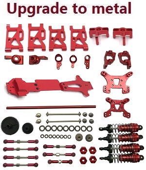 Wltoys 144001 RC Car spare parts 20-IN-1 upgrade to metal kit Red - Click Image to Close