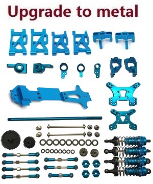 Wltoys 144001 RC Car spare parts 20-IN-1 upgrade to metal kit Blue - Click Image to Close