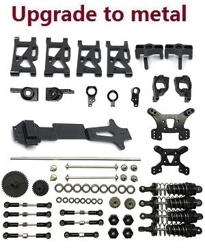 Wltoys 144001 RC Car spare parts 20-IN-1 upgrade to metal kit Black