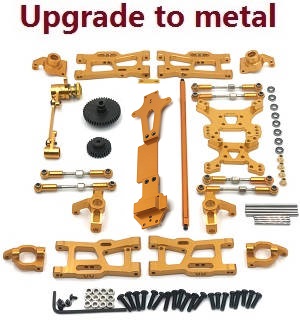 Wltoys 144001 RC Car spare parts 12-IN-1 upgrade to metal kit Gold - Click Image to Close