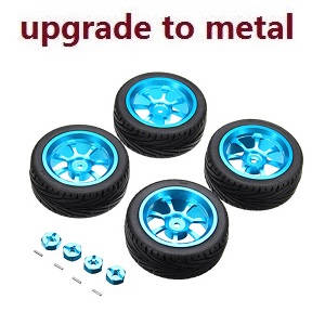 Wltoys 144001 RC Car spare parts front and rear tires with hexagon adapter set (Metal) - Click Image to Close