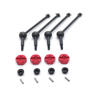 Wltoys 144001 RC Car spare parts universal drive shaft and cup set + M4 nuts + fixed small bar + red hexagon seat - Click Image to Close