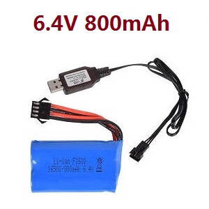 Wltoys 18428-A RC Car spare parts 6.4V 800mAh battery with USB wire