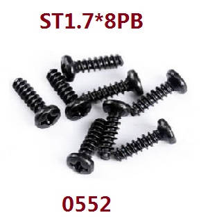Wltoys 18428-B RC Car spare parts pan head screws ST1.7*8PB 8pcs 0552