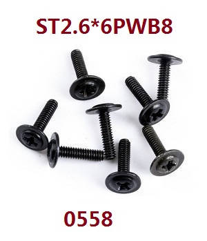Wltoys 18428-B RC Car spare parts round head screws ST2.6*6PWB8 8PCS 0558 - Click Image to Close