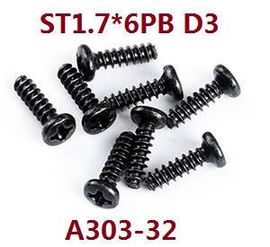 Wltoys 18428 18429 RC Car spare parts screws ST1.7*6PB A303-32 - Click Image to Close