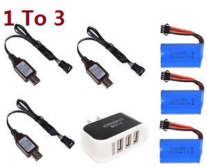 Wltoys 18628 18629 RC Car spare parts 1 to 3 charger wire + 3*6.4V 800mAh battery set