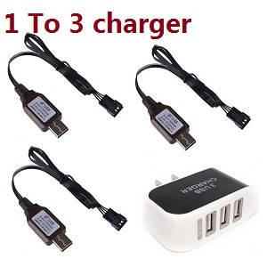 Wltoys 18628 18629 RC Car spare parts 1 to 3 charger adapter with 3*6.4V USB charger wire - Click Image to Close