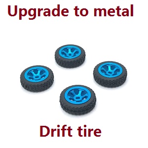 Wltoys K969 K979 K989 K999 P929 P939 RC Car spare parts upgrade to metal tire hub drift tires 4pcs (Blue) - Click Image to Close