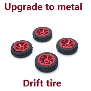 Wltoys K969 K979 K989 K999 P929 P939 RC Car spare parts upgrade to metal tire hub drift tires 4pcs (Red)