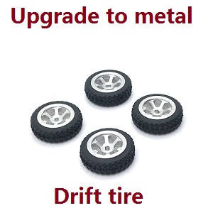 Wltoys K969 K979 K989 K999 P929 P939 RC Car spare parts upgrade to metal tire hub drift tires 4pcs (Silver) - Click Image to Close