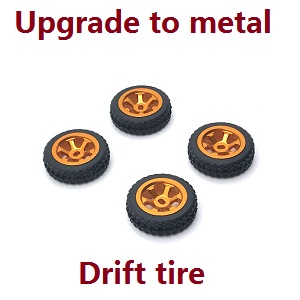 Wltoys K969 K979 K989 K999 P929 P939 RC Car spare parts upgrade to metal tire hub drift tires 4pcs (Gold)