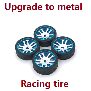 Wltoys K969 K979 K989 K999 P929 P939 RC Car spare parts upgrade to metal tire hub racing tires 4pcs (Blue) - Click Image to Close