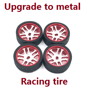 Wltoys K969 K979 K989 K999 P929 P939 RC Car spare parts upgrade to metal tire hub racing tires 4pcs (Red)