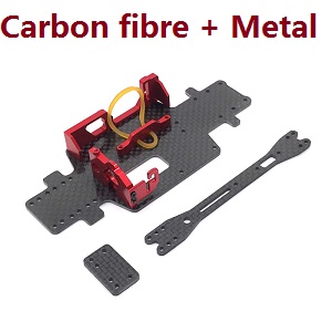 Wltoys K969 K979 K989 K999 P929 P939 RC Car spare parts carbon fibre board + metal motor seat and battery fixed set (Red)
