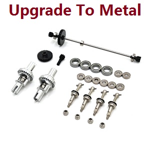 Wltoys K969 K979 K989 K999 P929 P939 RC Car spare parts upgrade to metal gear dirve shaft + CVD shaft + differential mechanism Silver - Click Image to Close