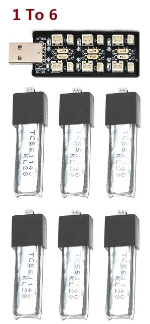 Great Wall 9958 Xieda 9958 GW 9958 RC helicopter spare parts battery 6pcs + 1 to 6 USB charger board - Click Image to Close