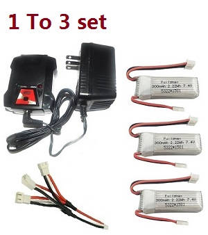 Wltoys XK A180 RC Airplanes Helicopter spare parts 1 to 3 charger and balance charger set + 3*7.4V 300mAh battery set - Click Image to Close