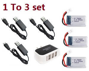 Wltoys XK A200 RC Airplanes Helicopter spare parts 1 to 3 charger adapter set + 3*3.7V 300mAh battery set