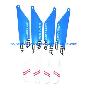 Flame Strike FXD A68690 helicopter spare parts main blades (2x upper + 2x lower) blue color - Click Image to Close
