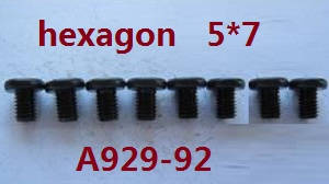 Wltoys A929 RC Car spare parts inner hexagon flat head screws M5*7 A929-92 - Click Image to Close