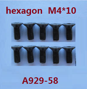 Wltoys A929 RC Car spare parts inner hexagon countersunk screws 10pcs M4*10 A929-58