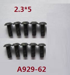 Wltoys A929 RC Car spare parts inner hexagon round head screws 10pcs M2.3*5 A929-62