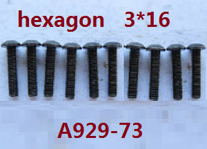 Wltoys A929 RC Car spare parts inner hexagon pan head screws 10pcs M3*16 A929-73 - Click Image to Close
