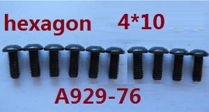 Wltoys A929 RC Car spare parts inner hexagon pan head screws 10pcs M4*10 A929-76 - Click Image to Close