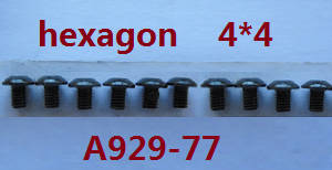Wltoys A929 RC Car spare parts inner hexagon pan head screws 10pcs M4*4 A929-77 - Click Image to Close
