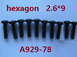 Wltoys A929 RC Car spare parts inner hexagon pan head screws 10pcs M2.6*9 A929-78 - Click Image to Close