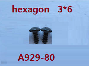 Wltoys A929 RC Car spare parts inner hexagon pan head screws 2pcs M3*6 A929-80 - Click Image to Close
