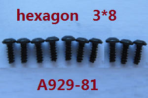 Wltoys A929 RC Car spare parts inner hexagon pan head screws 10pcs M3*8 A929-81
