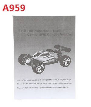 Wltoys A959 A959-A A959-B RC Car spare parts English manual book for A959