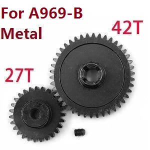 Wltoys A969 A969-A A969-B RC Car spare parts reduction gear + motor gear (Metal) for A969-B - Click Image to Close