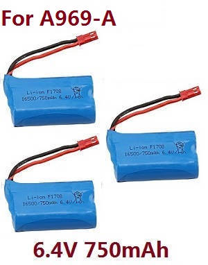 Wltoys A969 A969-A A969-B RC Car spare parts 6.4V 750mAh battery 3pcs (For A969-A)