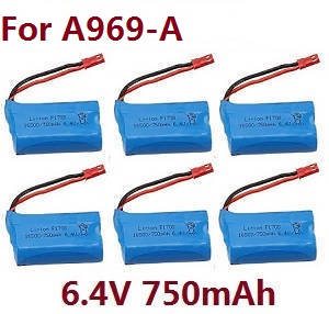 Wltoys A969 A969-A A969-B RC Car spare parts 6.4V 750mAh battery 6pcs (For A969-A)