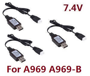 Wltoys A969 A969-A A969-B RC Car spare parts USB charger wire 7.4V 3pcs - Click Image to Close