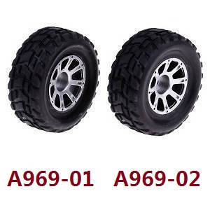 Wltoys A969 A969-A A969-B RC Car spare parts tires 2pcs A969-01 A969-02