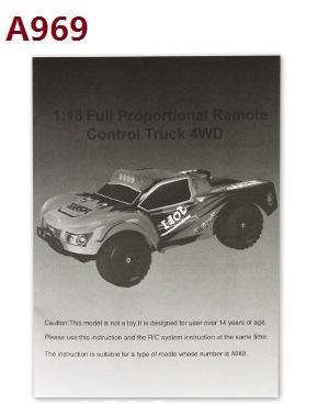 Wltoys A969 A969-A A969-B RC Car spare parts English manual book (A969)
